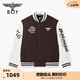 BOY LONDON fashionable brown and white stitching letters baseball uniform autumn and winter same style short cotton clothing for men and women N29013 Coffee M