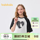 Balabala children's clothing children's short-sleeved girls summer T-shirt big children's quick-drying printed top contrasting color sweet cool cute black 90001 165