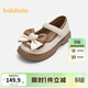 Balabala children's shoes, children's casual shoes, girls' spring and autumn fashion contrasting color bow princess shoes, British style leather shoes, off-white 10301 27 (foot length 16.3-16.7/inner length 17.7)