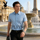 Playboy (PLAYBOY) light luxury high-end light blue iron-free short-sleeved shirt men's summer business casual shirt men's dark blue XL