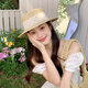 恒源祥法式平顶防晒草帽女2026新款夏季时尚平顶法式气质优雅赫本风礼帽 H赫本风礼帽珍珠波点-米色 可调节【54-58cm】