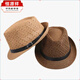 Hengyuanxiang Sombrero para hombre Sombrero para el sol Verano Nuevo Protector solar al aire libre Jazz Sombrero de moda informal Sombrero de paja de lino Caqui para hombre Adulto Talla única Adecuado para circunferencia de la cabeza 55-58 cm