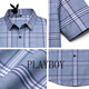 Playboy 2026 Summer Men's Short-Sleeved Shirt Plaid Business Casual Slim-fitting No-Iron Shirt Half-Sleeve Top Blue M 100Jin Jin is equal to 0.5kg -125Jin Jin is equal to 0.5kg