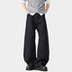 OEMG retro washed faded splicing casual pants for men in spring and summer loose and versatile drape pure cotton trendy long pants black XL recommended 125-145 Jin Jin equals 0.5 kg