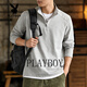 Playboy Half-Zip Stand Collar Sweater Men's 2026 Spring Business Casual Loose Bottoming Shirt Top Jacket Light Gray M 100-120Jin Jin equals 0.5 kg