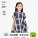 Jnby by JNBY New Jiangnan Buyi children's short-sleeved dress special-shaped velvet pullover 26 summer girls 1Q4G11850 978/blue coffee strip 100 cm
