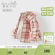 DAVE&BELLA children's clothing sweet baby girl plaid shirt children's shirt plus velvet children's shirt girls long-sleeved top autumn and winter new style pink plaid in stock 110 cm (recommended height 100-110cm)