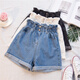 Xunliba Damen Sommer Ins Denim Shorts Frauen koreanischer Stil lose hohe Taille schlampige Hose mit breitem Bein. Weiß: 831 2xl Größe [135-150jin [Jin ist gleich 0,5 kg]]