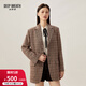 Take a deep breath DEEP BREATH women's commuting retro plaid loose suit jacket suit 8400071 khaki plaid S (2)