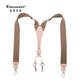 Ilemite capa superior de piel de vacuno clip de liga para hombre pantalones retro tirantes personas gordas gancho anti-caída hebilla suspensor elástico correas elásticas T piel de vaca original-caqui 4 ganchos