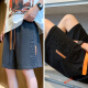 鲁宾克短裤男士夏季美式潮牌字母压花五分短裤子男宽松直筒休闲运动中裤 7029杏色 M (建议体重85-100斤)