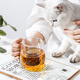RELEA Tea Cup Men's Tea Separate Cup Glass Water Cup Women's Office Tea Cup High Temperature Resistant Flower Tea Cup Birthday Gift