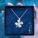 Crystal four-leaf clover 999 pure silver necklace female clover pendant fashion clavicle chain birthday gift for girls to give to girlfriend