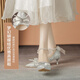 Zhr talons hauts femelles élégantes pointues chaussures célibataires femelles tempérament himnestone semi-chabille femelle chaîne de perle mince talon chaussures de femmes argent 37