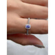 Qingmeng S925 sterling silver inlaid tanzanite ring, everyday versatile fine workmanship silver jewelry, light luxury natural gemstone entry-level model for men and women, tanzanite ring rose gold