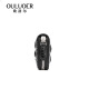 OULUOER crocodile leather key bag men's large capacity genuine leather truck bag car keychain multi-function zipper key bag black belly