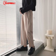 BAOMINGLI iron-free suit trousers for men in autumn new style loose trendy semi-elastic suit trousers for men Korean style straight wedding groomsmen small suit trousers wide leg casual long trousers for men black L