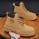 Yunshun rhubarb boots men's shoes high-top Martin boots men's Korean version versatile handsome trendy thick-soled work shoes short boots trendy shoes yellow 43