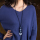Ancient sayings and modern style blue and white porcelain pendant pendant Chinese style sweater chain long ethnic style necklace retro pendant accessories decoration for women moonlight chain circumference 86cm length adjustable