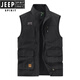 JEEP SPIRIT吉普男士马甲春秋季新款户外工装马夹休闲大码运动中年背心外套 677黑色 L (110-120斤)