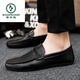 Holzspecker Fahrschuhe Ein Fuß Antrieb Loafer Lederschuhe wasserdicht britische Mütze Schuhe Herren trendige Schuhe Casual Schuhe Low Top D838 Black 40