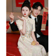 Maxbeth's new Chinese style 2025 new cheongsam toast suit bride small engagement dress for women's evening dress can be worn normally, champagne color M (recommended 96-105Jin [Jin equals 0.5 kg])

