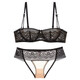 BANILACOO sexy lace half cup ultra-thin translucent bandeau bra girl bra set B1147 black set 70A