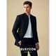 BUSYCON wool tunic suit, new Chinese style suit, high-end men's suit, black stand-up collar, banquet, engagement, wedding dress, black (two-piece suit, top + pants) 50 Reference weight 135-145Jin Jin is equal to 0.5 kg