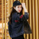 Zhidoudou Sense Black Denim Jacket for Women 2025 New Design Retro Hong Kong Student Student Korean Loose Daven Jacket 9926# Imagen Negro S sugerido 80--95Jin [Jin es igual a 0.5 kg]
