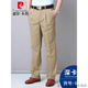 皮尔卡丹（pierre cardin）高档品牌男装纯棉双褶男士休闲裤春夏季薄款深裆高腰宽松高端男裤 春夏【薄款】深卡其 6626-4 30 【120斤左右】