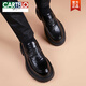 Cartelo Neue lässige Lederschuhe für Männer echtes Leder koreanischer Style Trendy Business Dicker Sohle Leichtes Gummi-Schaumstoff-Sohle einbeinige Ladungsförderer helles Lederschwarz 12398 40