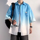 Xingsuyao (xingsuyao) Lettre de tenue japonaise Couleur de couleurs à manches courtes pour garçons Suit beau costume pour hommes avec une fine chemise noire d'âge moyen + blanc court t + noir gris gradient [ensemble à trois pièces] xl