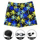 Swimming trunks for adults, handsome loose quick-drying printed swimming hot spring pants, boxer style, anti-embarrassing swimming, yellow 01 + swimming cap + swimming goggles + nose clip earplugs XL 3803 recommended 90-130Jin Jin equals 0.5 kg