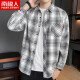 Antarctic plaid shirt men's spring and autumn coat casual long-sleeved shirt outer wear 2108 gray 2XL