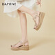 Daphne (DAPHNE) sandals for women's summer high heels summer new single shoes heels thick sole sponge cake student rhinestone fairy style elastic band gold 37 (235mm)