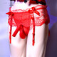 Tanga-Spitzen-Herren-Set JJ Strümpfe Höschen Hosenträger einteilige Unterwäsche niedrige Taille Transparent Small 0 Feminine Pink [Spitzenrock-Suspendern Slips] JJ Öffnung