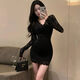 Yi Jingxuan (Yijingxuan) Vestido de encaje hueco de cuello en V de celebridades para mujeres en otoño e invierno pura falda madre de cadera sexy y sexy que muestra su figura dentro del club nocturno Imagen L 105-115Jin [Jin iguala 0.5 kg]