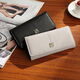 Kuqidaishu Long Women's Billet 2024 Nuevo sencillo de moda Hebilla de la billetera de embrague de gran capacidad para mujeres Negro