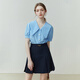 
Fan Silan 23FS12111 Academy style A-line skirt for women new summer high-waisted pleated skirt short skirt Navy blue XS