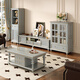 Yachen Home Retro American Massivholz TV -Schrank rechteckiger Couchtisch Weinschrank Kombination Kombination aus Hausbodenschrank Wohnzimmer Einfacher Pfirsich Herz Blumen und Holz -TV -Schrank [Walnussfarbe]