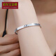 Centenary Baojinxiang new pt950 platinum bracelet for women crushed ice platinum oval open concubine bracelet plain ring Chinese Valentine's Day gift oval 59 width 5mm weight 18-18.2 grams