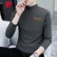 Pierre cardin autumn and winter half-high neck base shirt for men's long-sleeved T-shirt pure cotton autumn clothes versatile plus velvet simple thickened thermal underwear black YP-C6187 plus velvet M