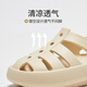 Sandalias romanas para niños óptimas para niñas con plantas gruesas y mierda se siente zapatos de verano para bebés playa Baotou Boy Soft Soles Cream White (Baotou) 18.5 (adecuado para la longitud del pie 17.5-18.5cm)