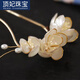 DING FEI new Chinese style U-shaped hairpin hairpin women's flower versatile new hairpin for the back of the head New Chinese style U-shaped hairpin porcelain white pearl style B00-103