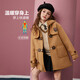 ASK JUNIOR Girls' Jacket 2025 Winter Warm Mid-Length Hooded Woolen Coat College Style Woolen Jacket Khaki 140
