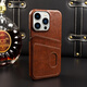 Aplicable a iPhone14Promax Mobile Tele Case Tarn-In Package Dual Card Package Apple 15Pro Anti-Fall Mobile Telephone Case de protección Brown iPhone 15 Pro Max