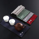 Tangxing thick absorbent tea towel cotton and linen embroidered rectangular tea ceremony towel tea cloth Japanese tea mat Zen small tea mat light gray-Shede 28x15cm