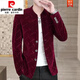 Pierre Cardin gold velvet tunic suit spring and autumn casual stand collar jacket men's suit Korean version slim youth solid color suit 1888 velvet thickened royal blue 2XL