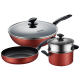 SUPOR non-stick wok, smoke-free kitchen complete set of pots and pans, gas induction cooker, universal wok, frying pan, soup pot, three-piece set (wok + frying pan + soup pot) 3-piece set