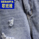 
Gebanya 2025 summer new bristled ripped denim shorts for women with high waist big slim wide-leg a-line hot pants trendy light blue 9767 L 110-120Jin [Jin equals 0.5 kg]